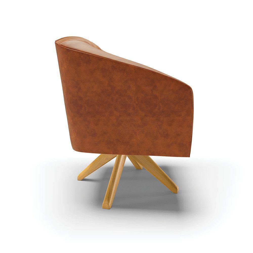 Poltrona Giratória Stella Corano Base Madeira Ma30 Nozes - 5