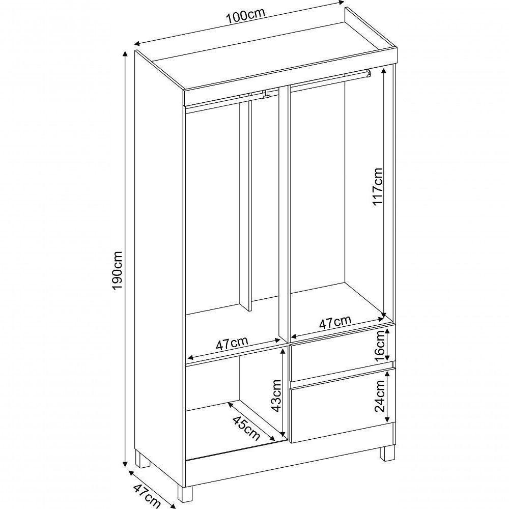 Guarda-roupa 4 Pts 2 Gavetas Lotus Amendola Touch Demóbile Amendola Touch - 2