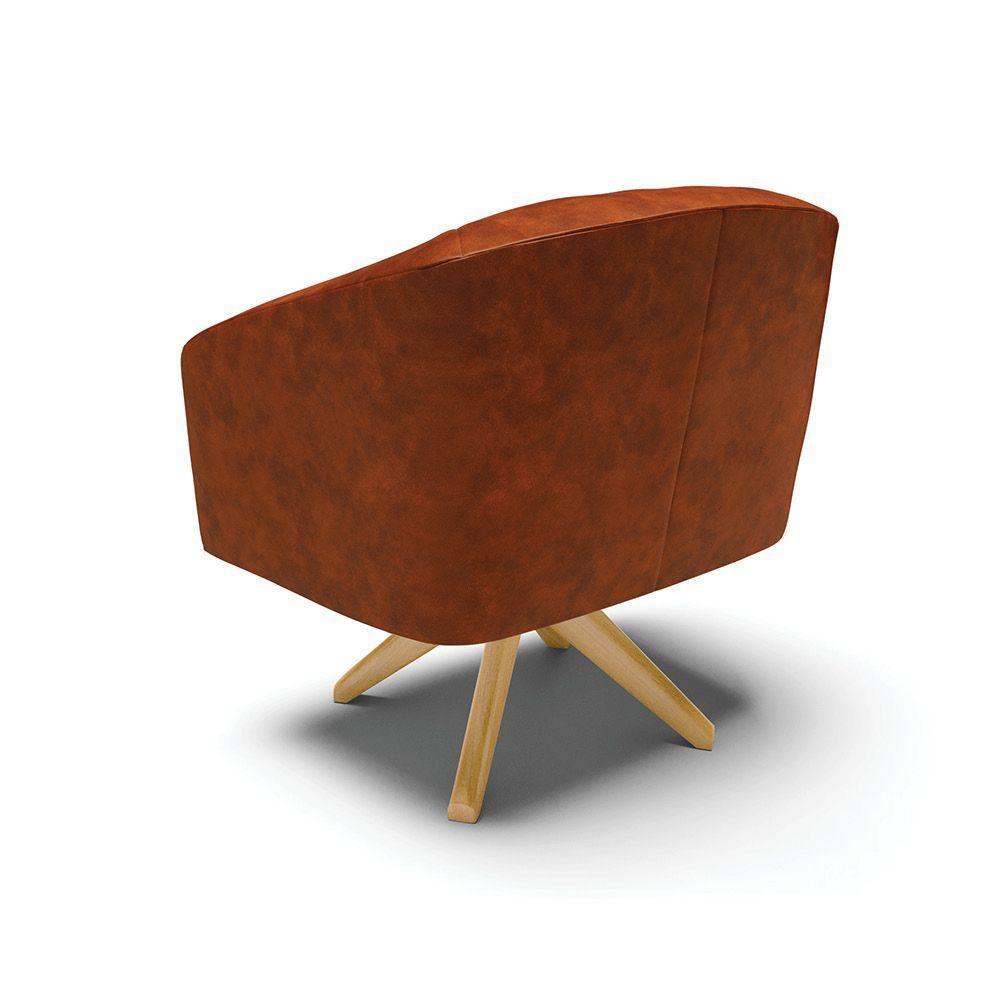 Poltrona Giratória Stella Corano Nozes Base Madeira Ma30 - 5