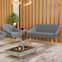 Kit 1 Namoradeira E 1 Poltrona Giratória Linho Grafite A26 - 8