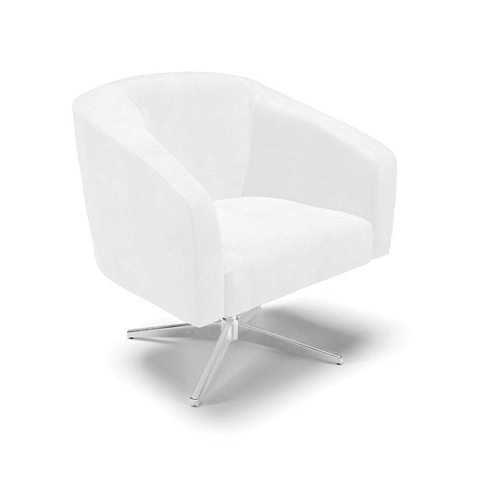 Poltrona Giratória Stella Corano Branco Base Cromada - 1