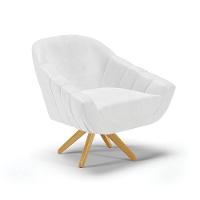 Poltrona Giratória Corano Branco Base Madeira Ma30 - 1
