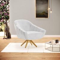 Poltrona Giratória Corano Branco Base Madeira Ma30 - 8