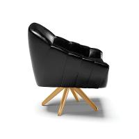 Poltrona Giratória Corano Base Madeira Ma30 Preto - 6