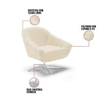 Kit 02 Poltronas Giratória Linho Base Cromada A05 Cinza - 3