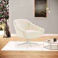 Kit 02 Poltronas Giratória Linho Base Cromada A05 Cinza - 8