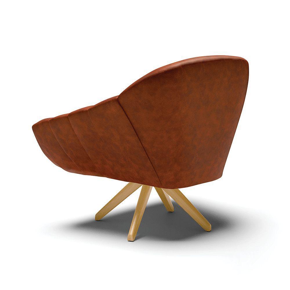 Poltrona Giratória Corano Base Madeira Ma30 Nozes - 6