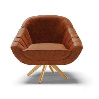 Poltrona Giratória Corano Base Madeira Ma30 Nozes - 13