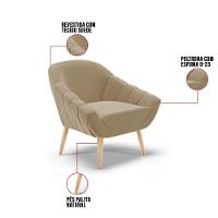 Kit 01 Namoradeira E 01 Poltrona Suede Natural Marrom Rato - 5