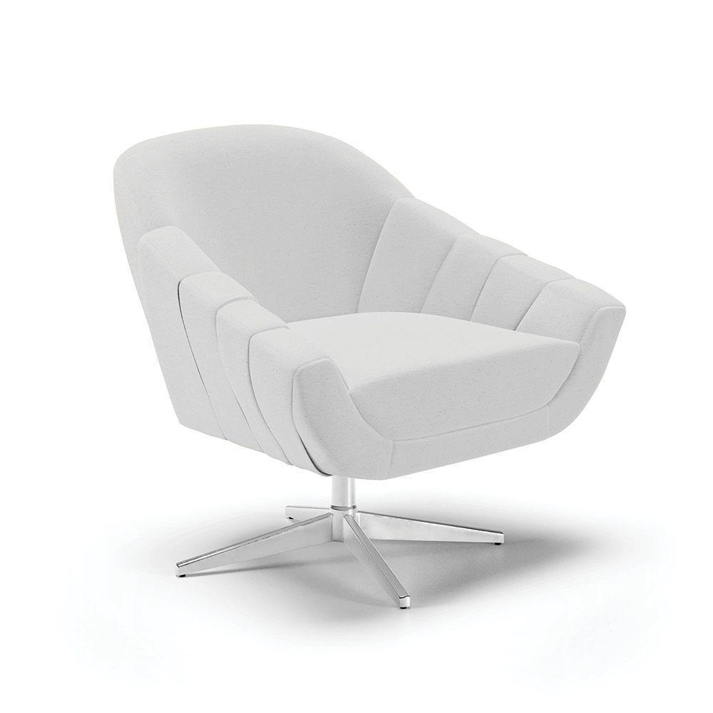 Poltrona Giratória Linho Cinza A05 Base Cromada - 1