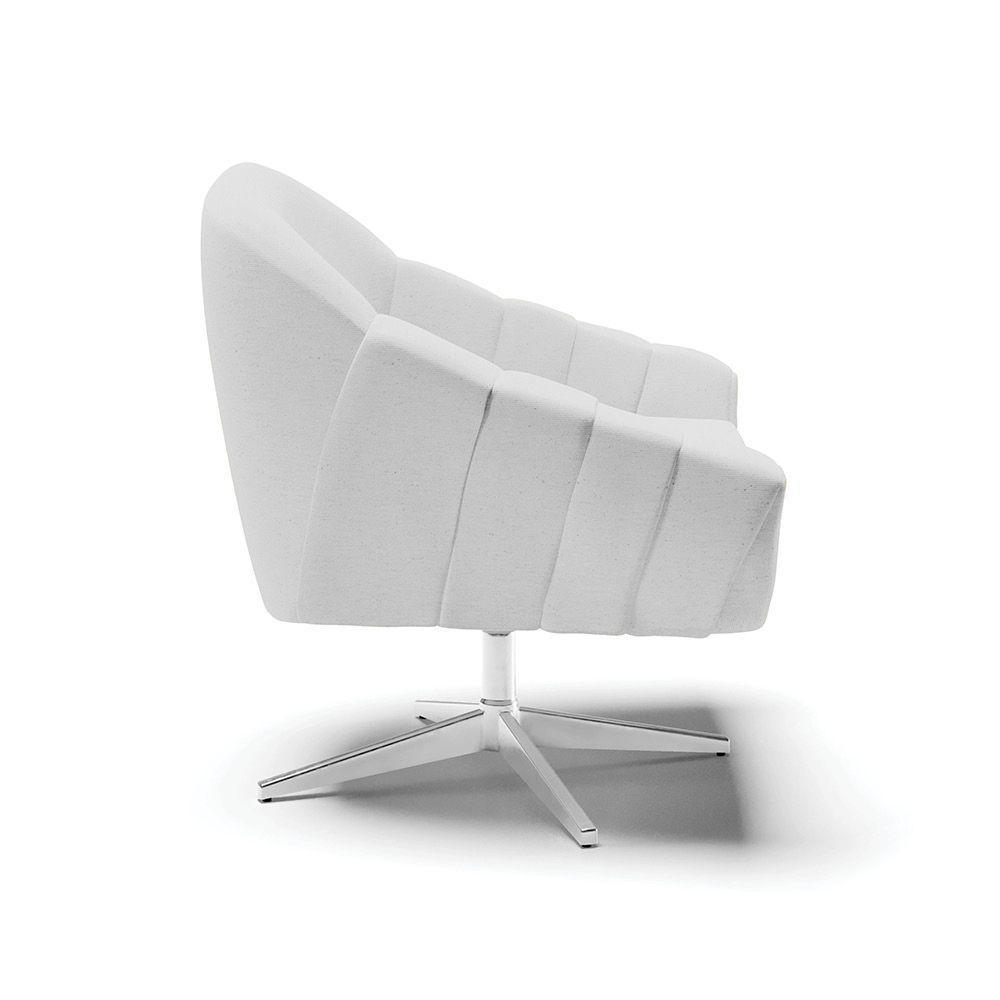 Poltrona Giratória Linho Cinza A05 Base Cromada - 6