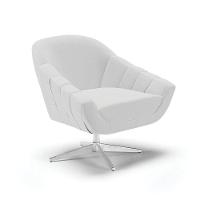 Poltrona Giratória Linho Cinza A05 Base Cromada - 1