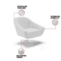 Poltrona Giratória Linho Cinza A05 Base Cromada - 3