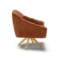 Kit 02 Poltronas Giratória Corano Base Madeira Ma30 Nozes - 6