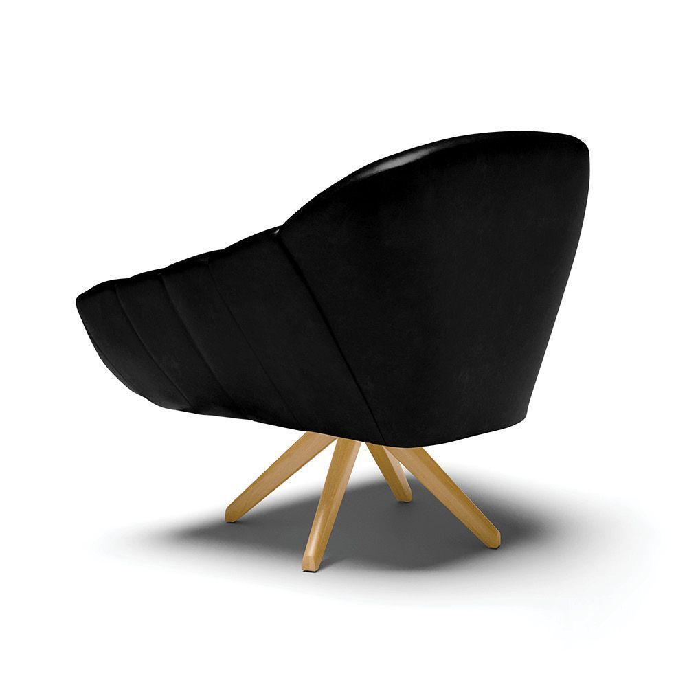 Kit 02 Poltronas Giratória Corano Base Madeira Ma30 Preto - 5