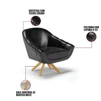 Kit 02 Poltronas Giratória Corano Base Madeira Ma30 Preto - 3