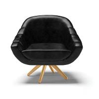 Kit 02 Poltronas Giratória Corano Base Madeira Ma30 Preto - 7