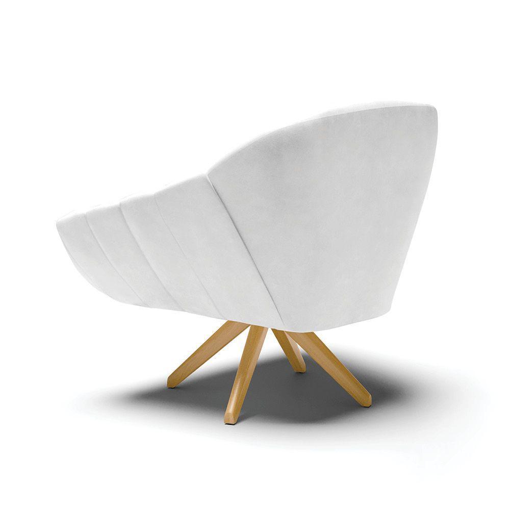 Poltrona Giratória Corano Base Madeira Ma30 Branco - 5