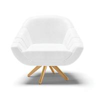 Poltrona Giratória Corano Base Madeira Ma30 Branco - 7