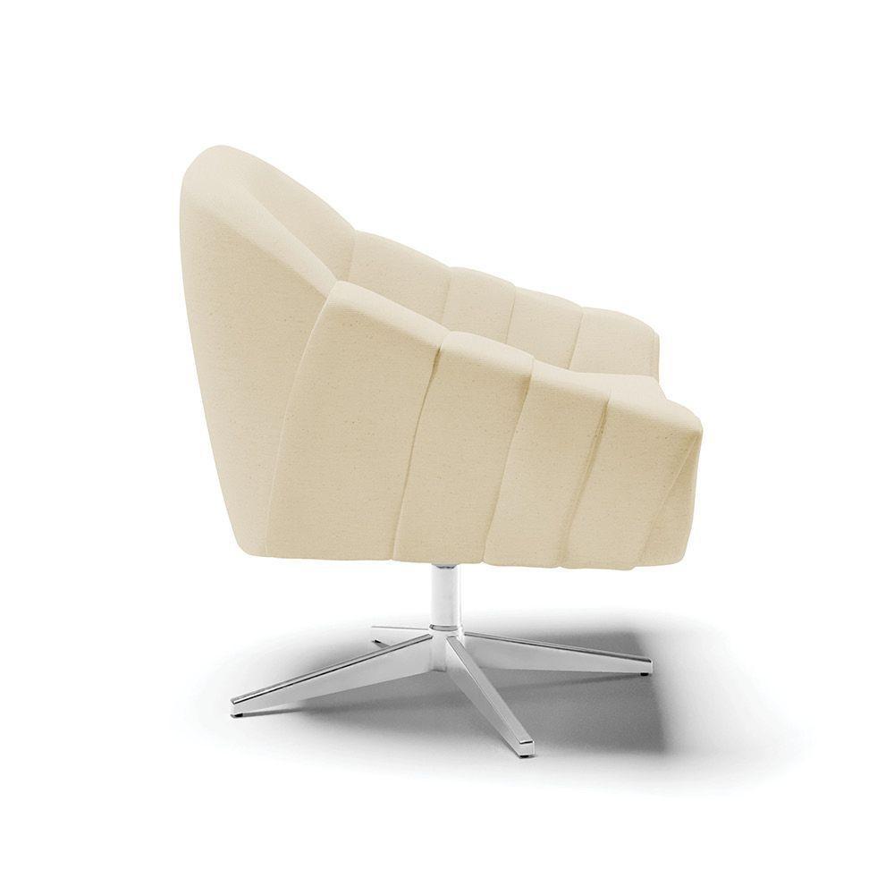 Kit 02 Poltronas Giratória Linho Base Cromada A26 Grafite - 5