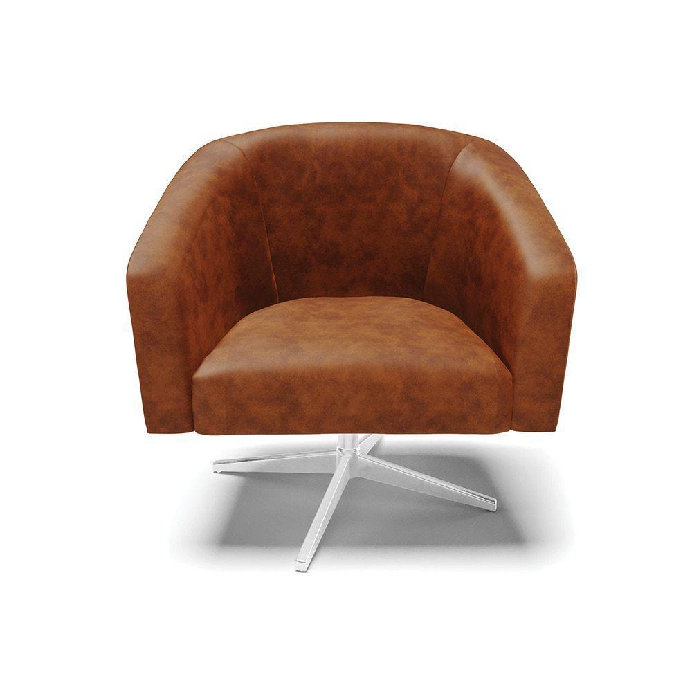 Poltrona Giratória Stella Corano Base Cromada Nozes - 7