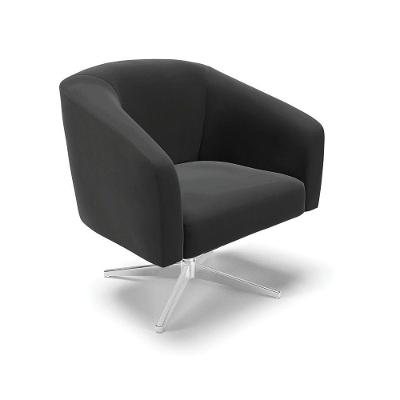 Poltrona Giratória Stella Veludo Base Cromada - D'rossi Cor Preto