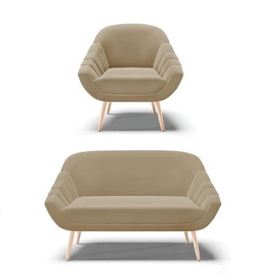 Kit Namoradeira 2 Lugares E Poltrona Giovana Suede Marrom Natural D'Rossi