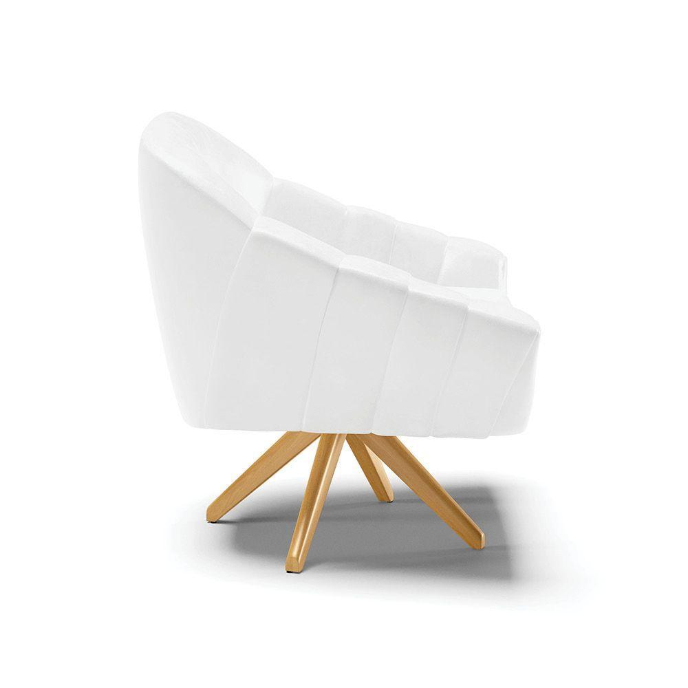 Kit 02 Poltronas Giratória Corano Base Madeira Ma30 Branco - 5