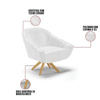 Kit 02 Poltronas Giratória Corano Base Madeira Ma30 Branco - 5