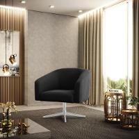 Poltrona Giratória Stella Veludo Preto Base Cromada - 8