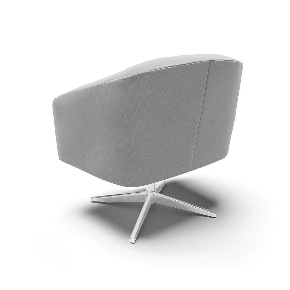 Poltrona Giratória Stella Suede Cinza Base Cromada - 5