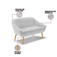 Kit 1 Namoradeira E 1 Poltrona Giratória Linho A05 Cinza - 5