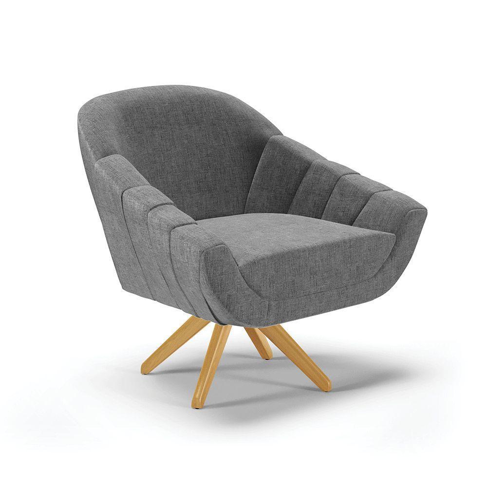 Kit 1 Namoradeira E 1 Poltrona Giratória Linho A26 Grafite - 6