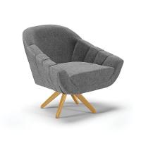 Kit 1 Namoradeira E 1 Poltrona Giratória Linho A26 Grafite - 6