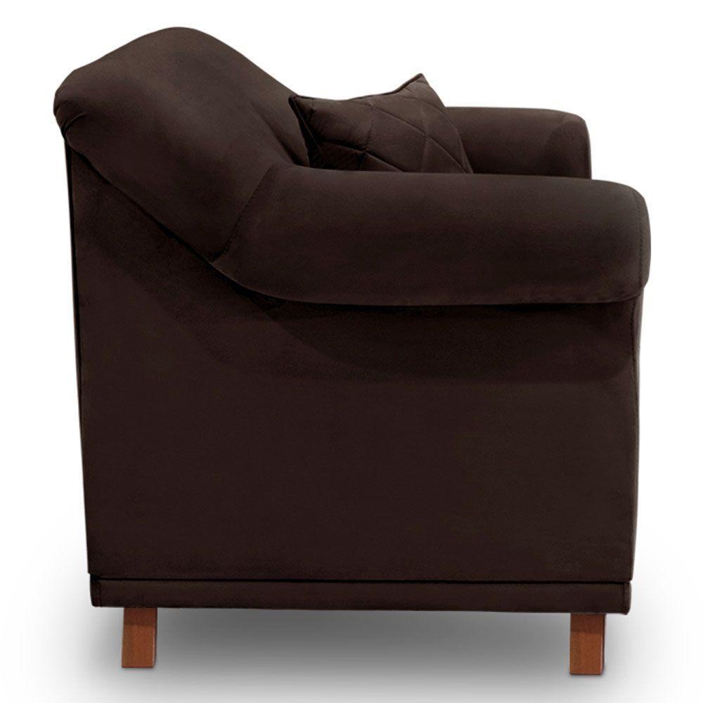 Kit 2 Poltronas Para Sala De Estar Marrom Café Pés Castanho - 6