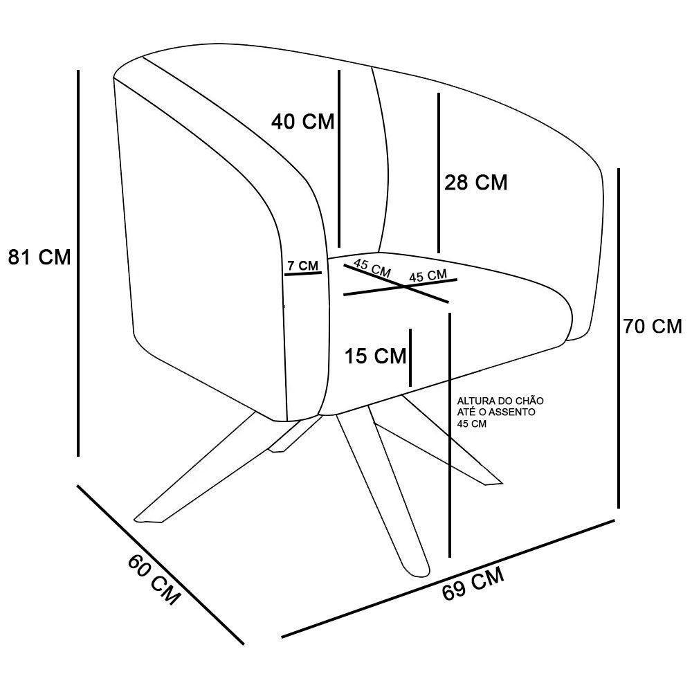 Kit 02 Poltronas Giratória Stella Linho A26 Grafite - 2