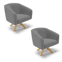 Kit 02 Poltronas Giratória Stella Linho A26 Grafite - 1