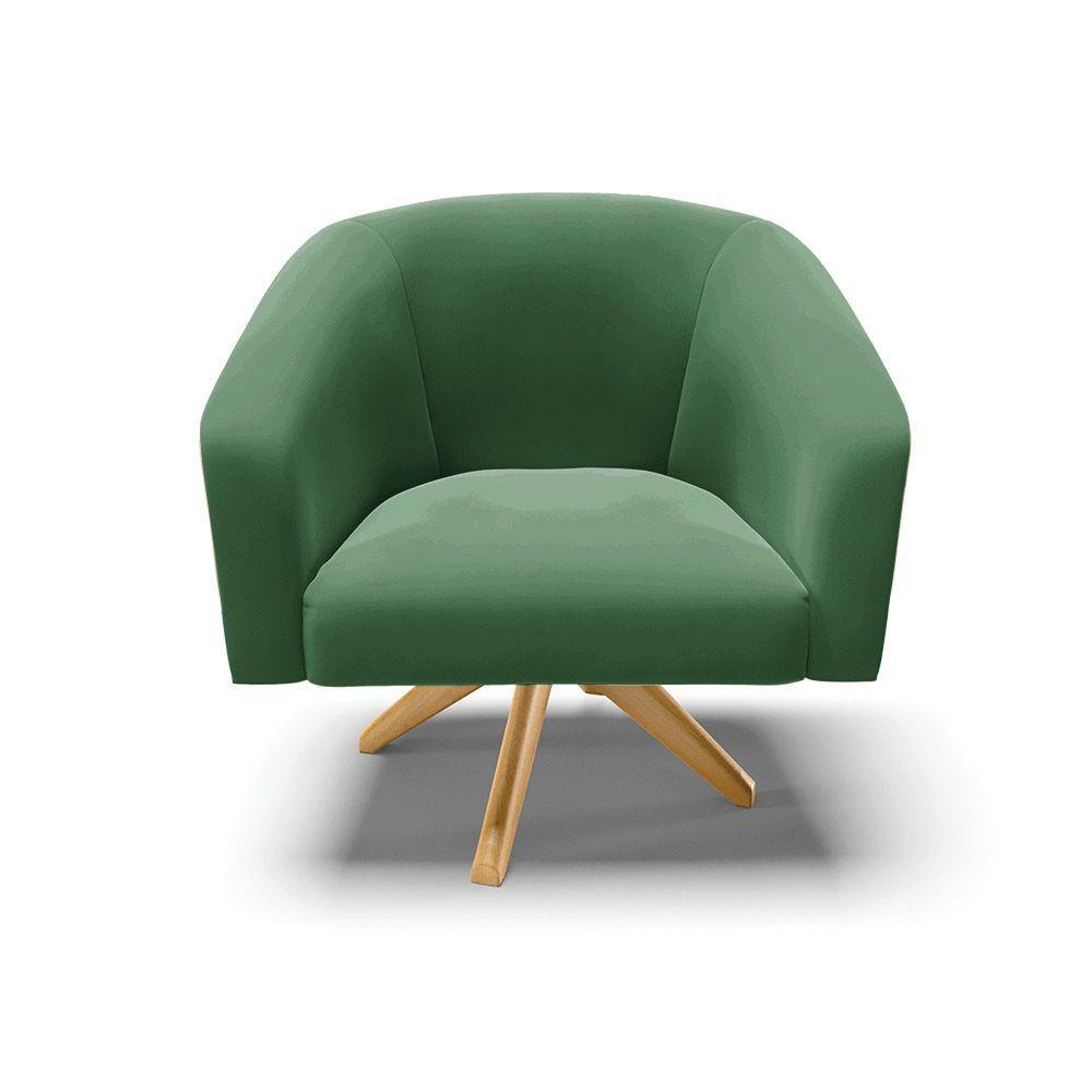 Kit 02 Poltronas Giratória Stella Veludo Verde - 7