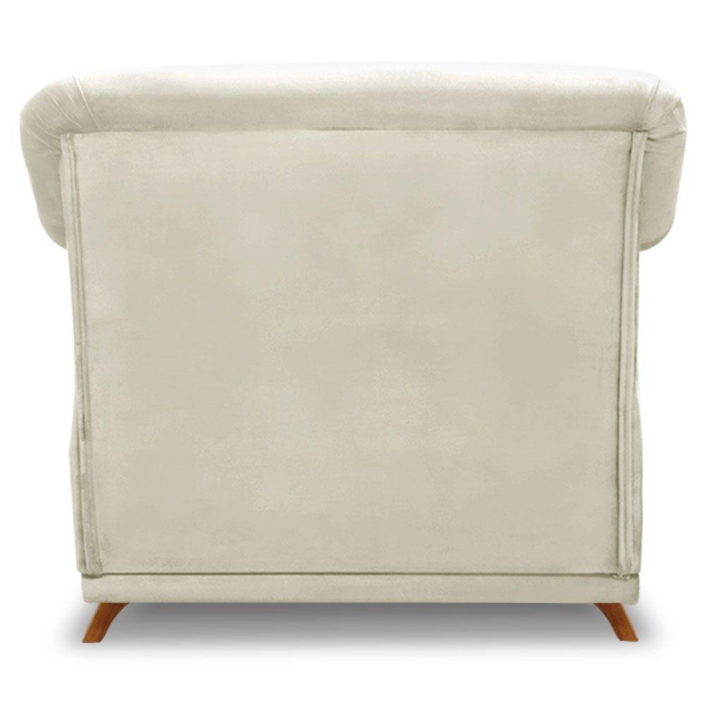 Kit 2 Poltronas Para Sala De Estar Veludo Bege Pés Castanho - 4