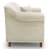 Kit 2 Poltronas Para Sala De Estar Veludo Bege Pés Castanho - 5