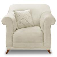 Kit 2 Poltronas Para Sala De Estar Veludo Bege Pés Castanho - 6