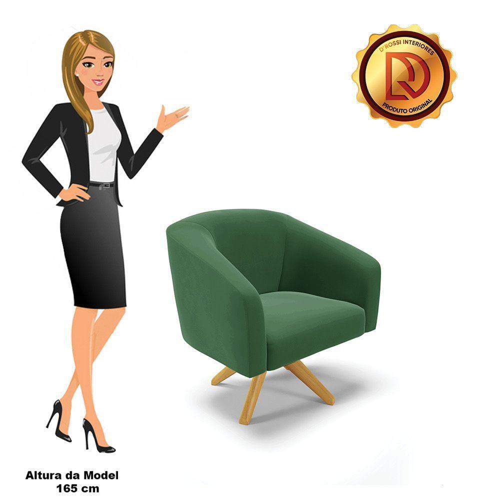 Kit 02 Poltronas Giratória Stella Veludo Verde - 4
