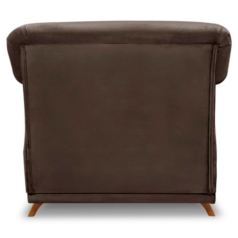 Kit 2 Poltronas Veludo Marrom Pés Castanho - 4