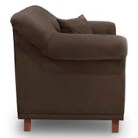 Kit 2 Poltronas Veludo Marrom Pés Castanho - 5