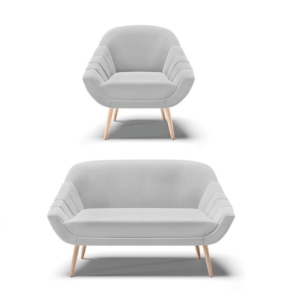 Kit 01 Namoradeira E 01 Poltrona Linho Cinza A05 Natural - 1