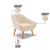 Kit 01 Namoradeira E 02 Poltronas Suede Bege Natural