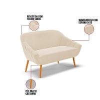 Kit 01 Namoradeira E 02 Poltronas Suede Bege Natural - 5