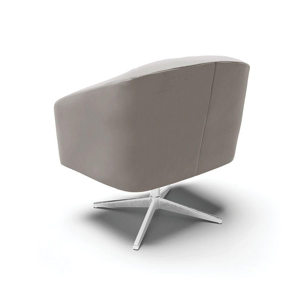 Kit 02 Poltronas Giratória Stella Veludo Base Cromada Cinza - 5