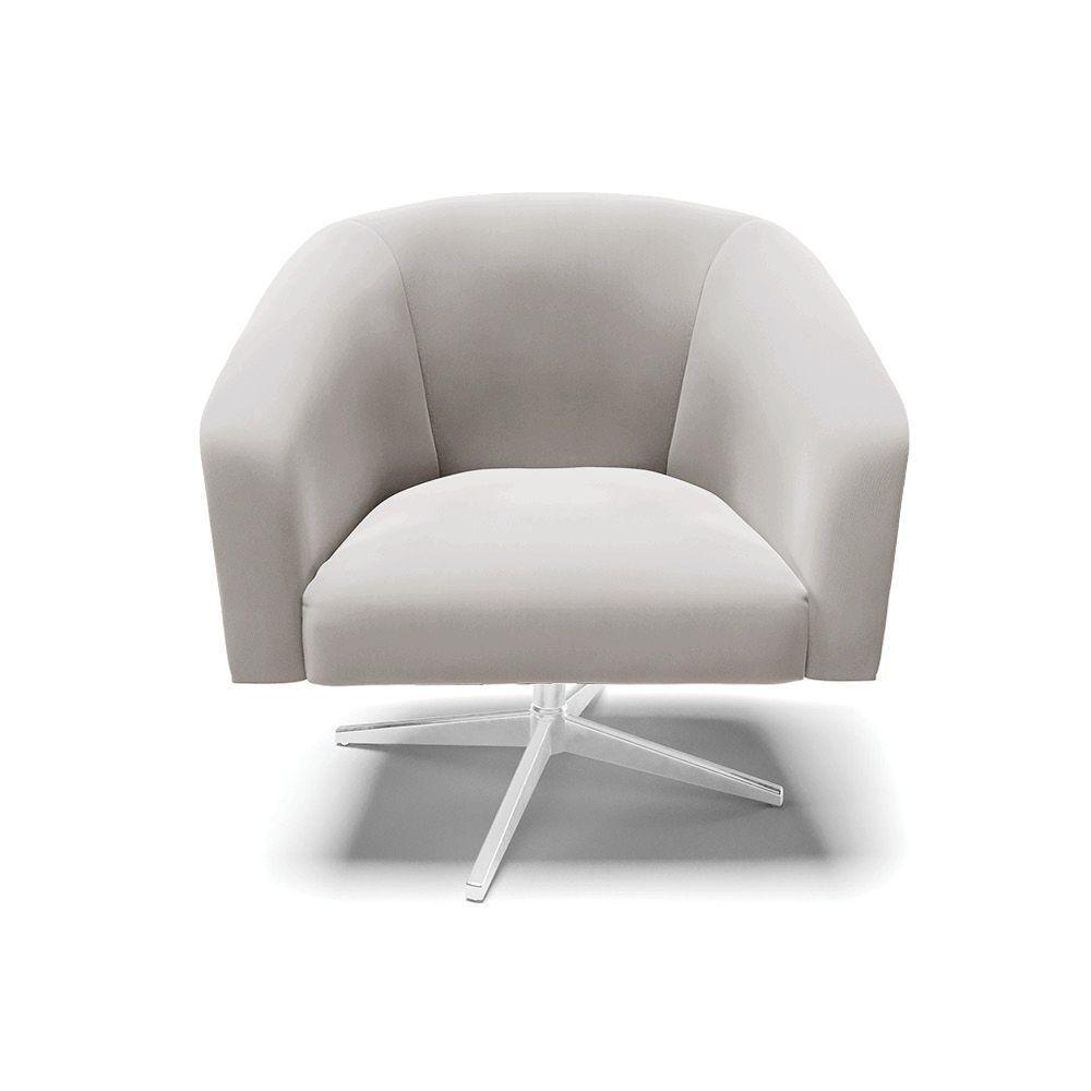 Kit 02 Poltronas Giratória Stella Veludo Base Cromada Cinza - 7