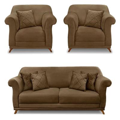 Kit 2 Poltronas E Sofá 2 Lugares 1,60m Caramelo
